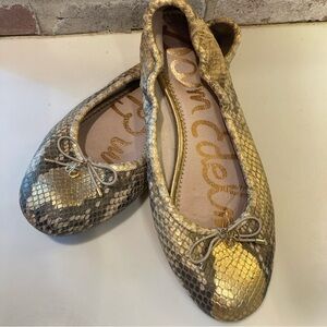 Sam Edelman ballet flat gold snakeskin python size 8 Felicia